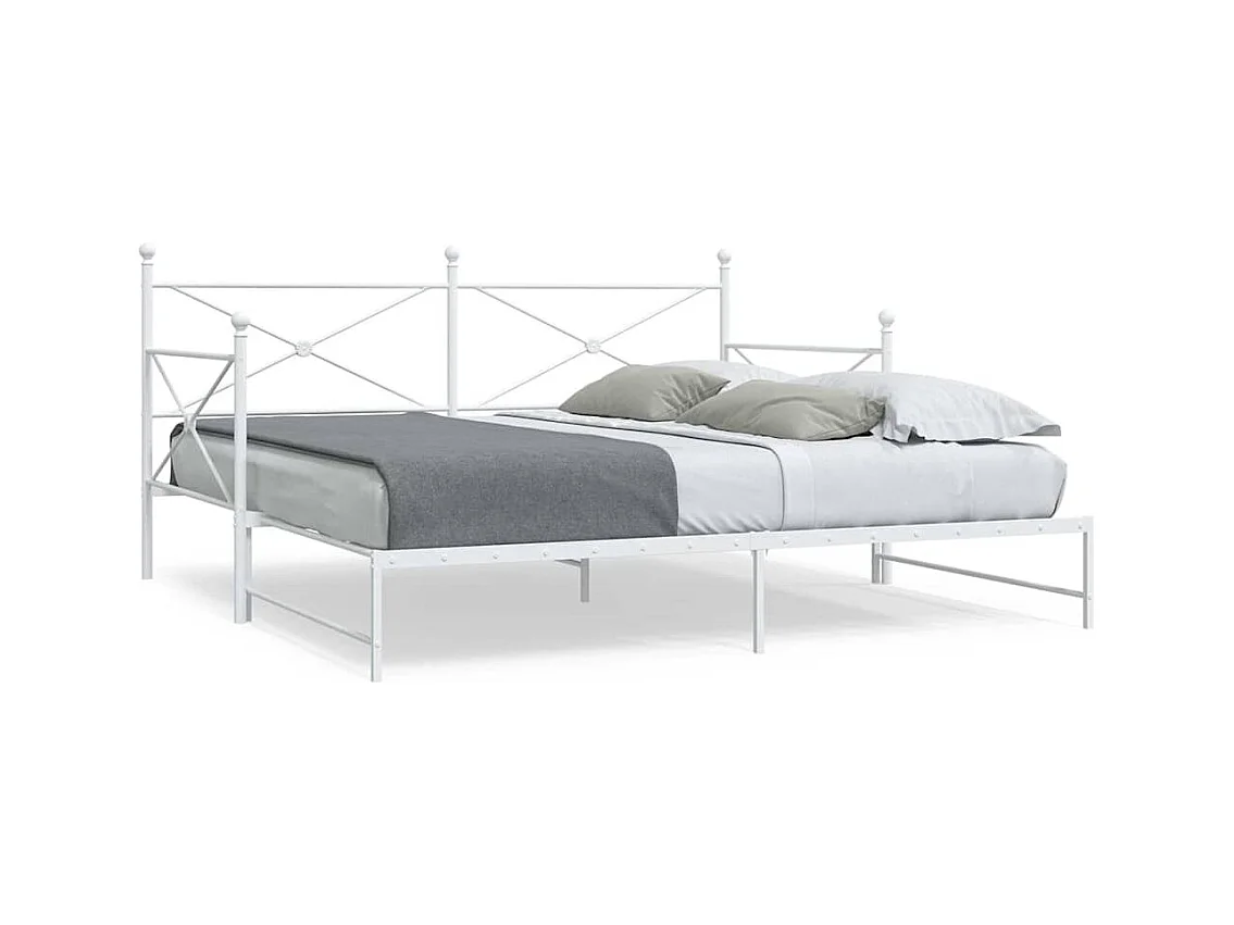 Lit de jour avec lit gigogne sans matelas blanc 100x200cm acier
