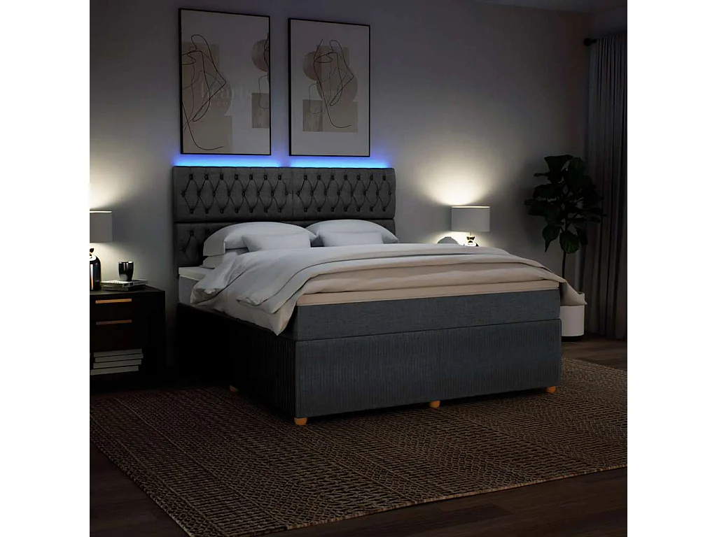 Cama com molas/colchão 180x200 cm tecido cinzento-escuro