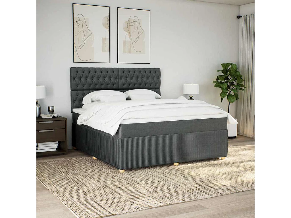 Cama com molas/colchão 180x200 cm tecido cinzento-escuro