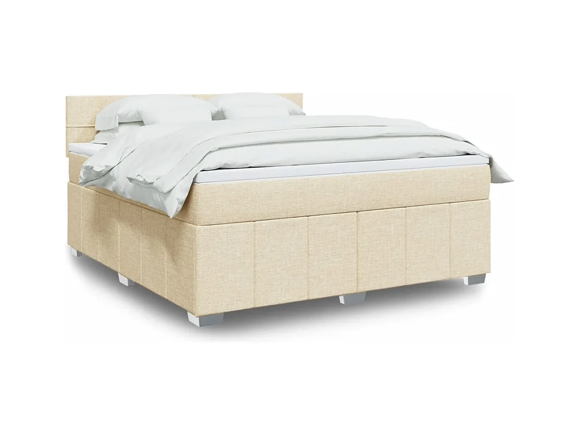 Sommier à lattes de lit avec matelas Crème 180x200 cm Tissu
