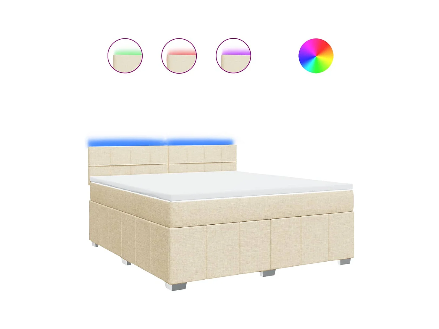 Sommier à lattes de lit avec matelas Crème 180x200 cm Tissu