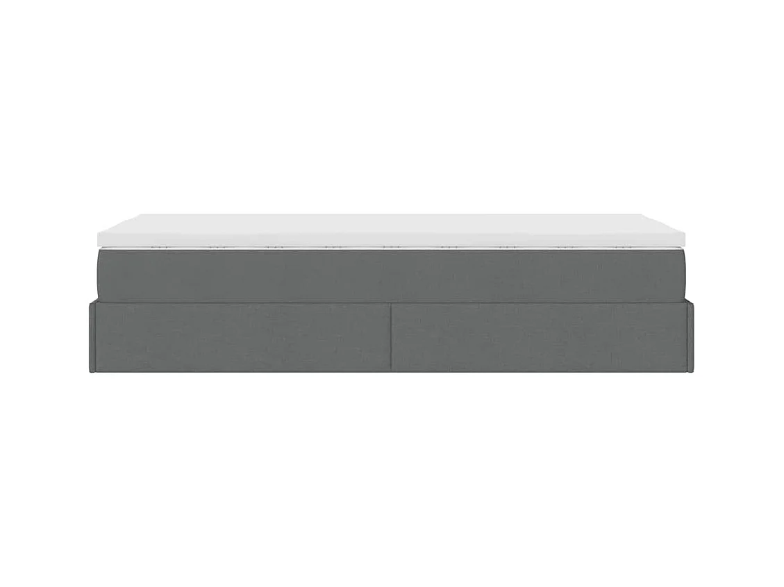 Cadre de lit ottoman avec matelas gris foncé 90x200 cm tissu