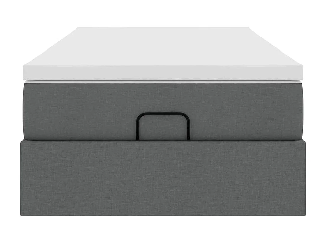 Cadre de lit ottoman avec matelas gris foncé 90x200 cm tissu