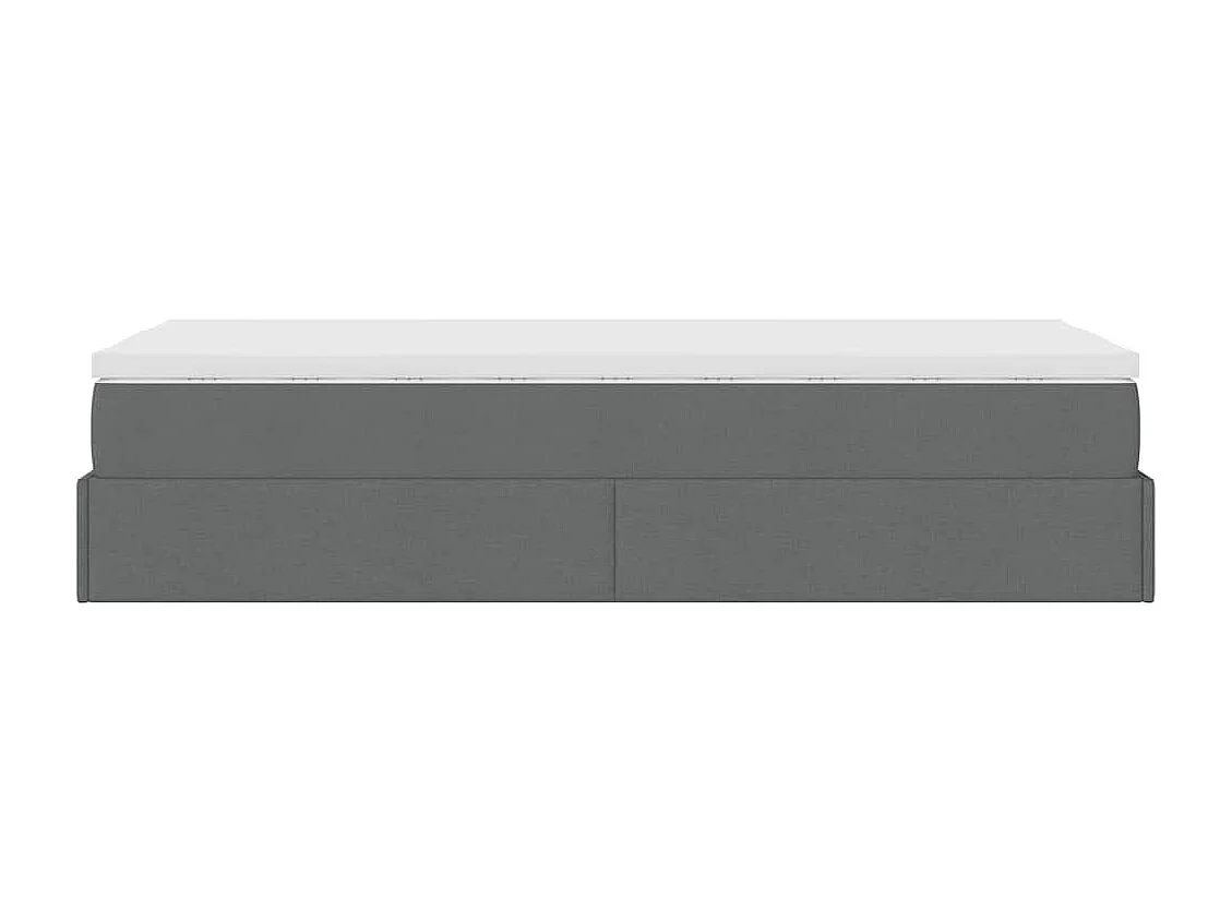 Cadre de lit ottoman avec matelas gris foncé 90x200 cm tissu