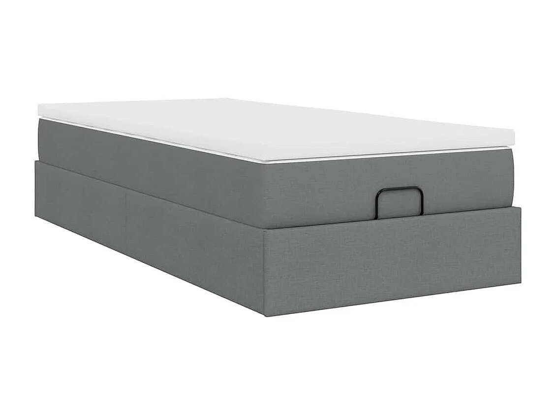 Cadre de lit ottoman avec matelas gris foncé 90x200 cm tissu