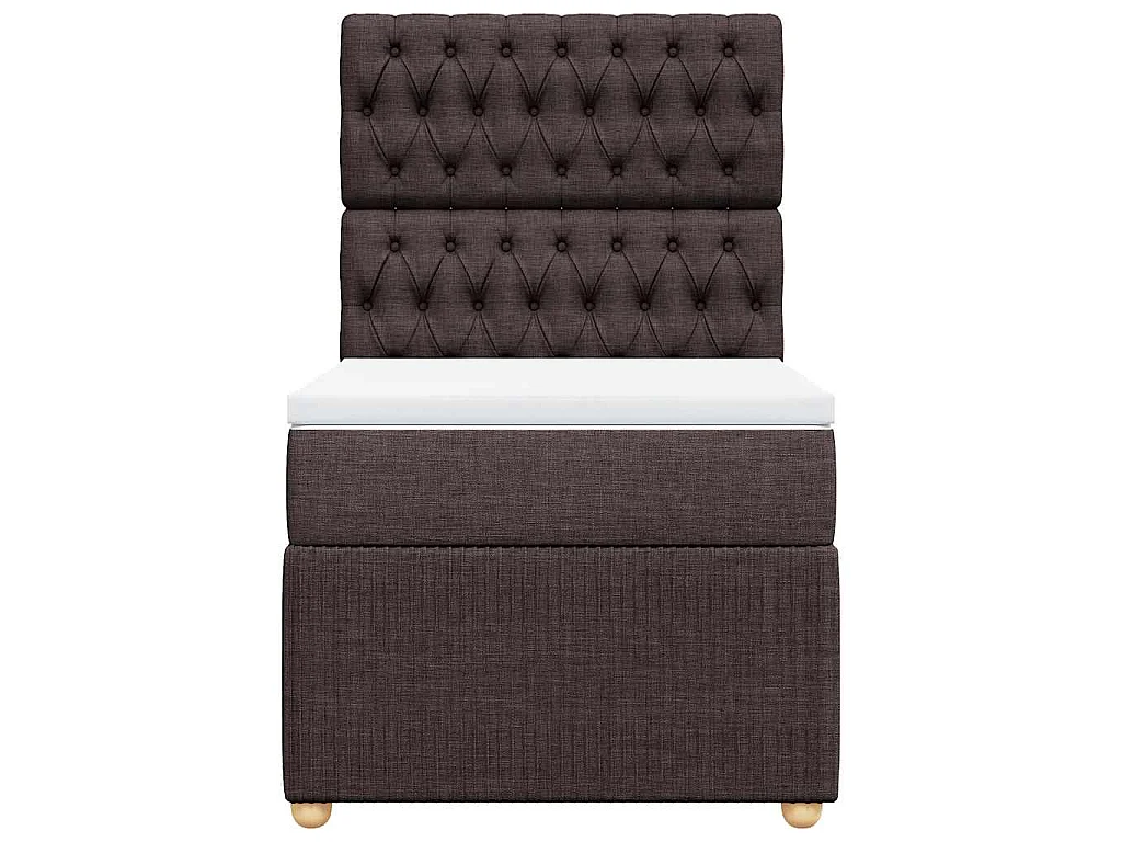 Cama box spring con colchón tela marrón oscuro 100x200 cm