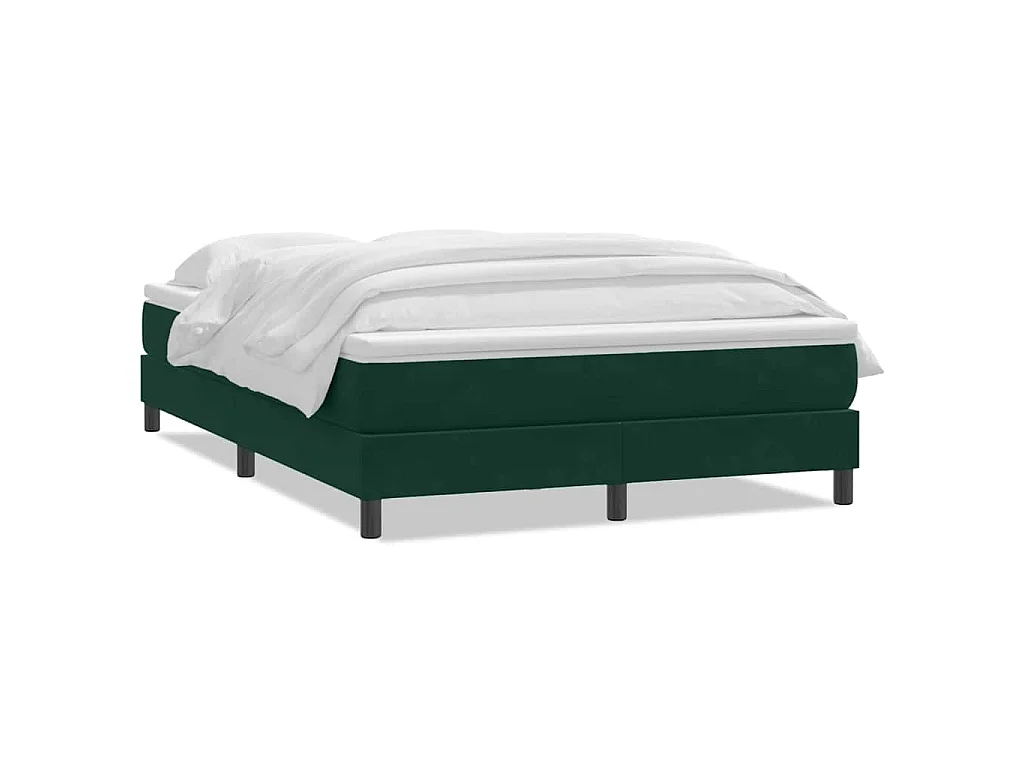 Cama box spring con colchón terciopelo verde oscuro 160x220 cm