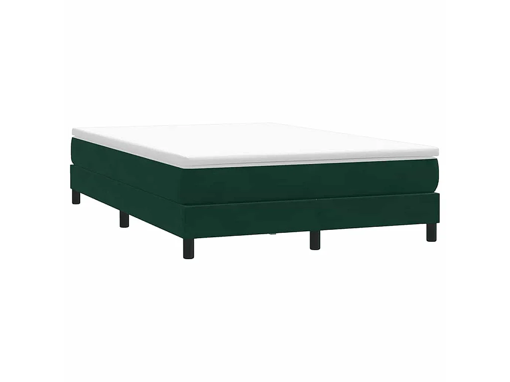 Cama box spring con colchón terciopelo verde oscuro 160x220 cm