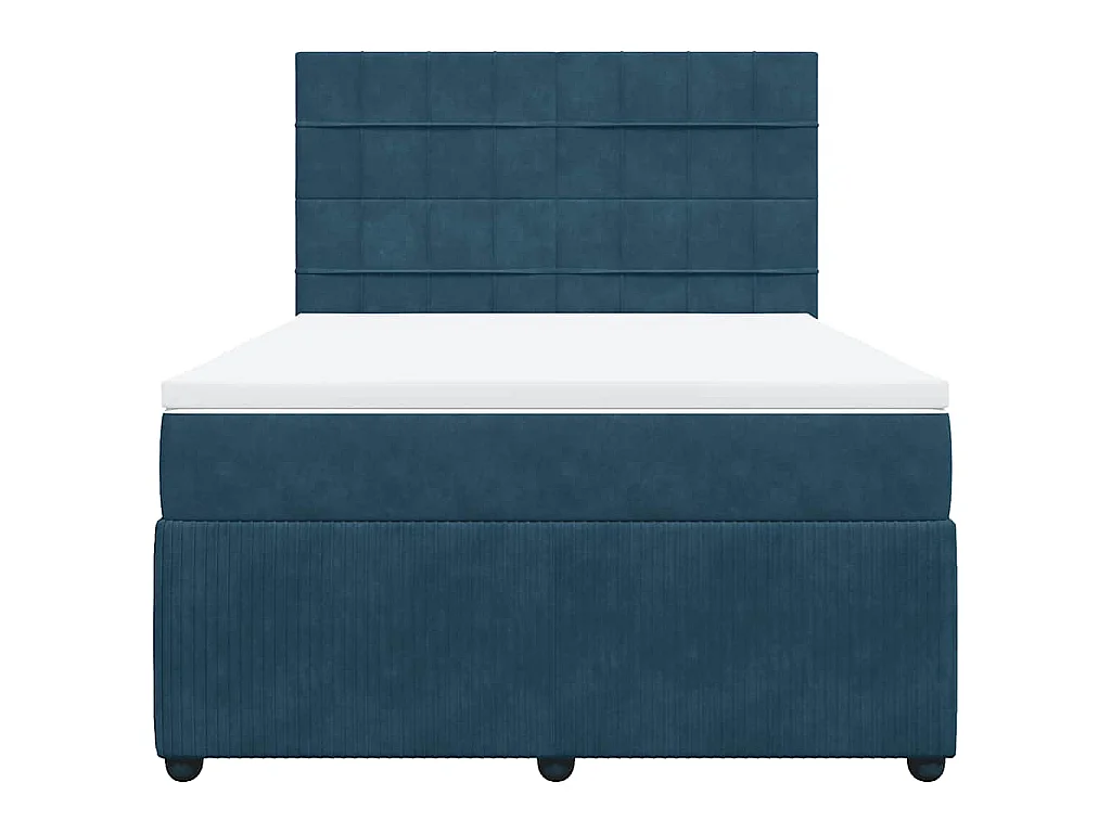 Boxspring met matras fluweel donkerblauw 140x200 cm
