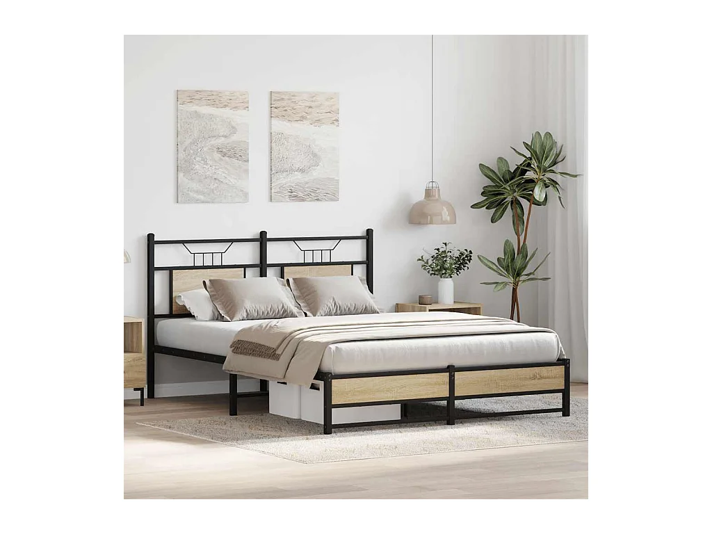 Cadre de lit sans matelas chêne sonoma 140x190 cm