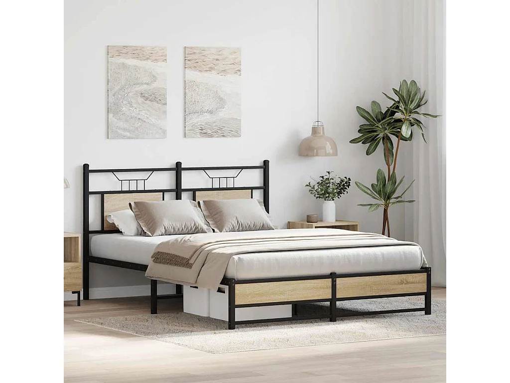 Estructura de cama sin colchón madera roble Sonoma 140x190 cm
