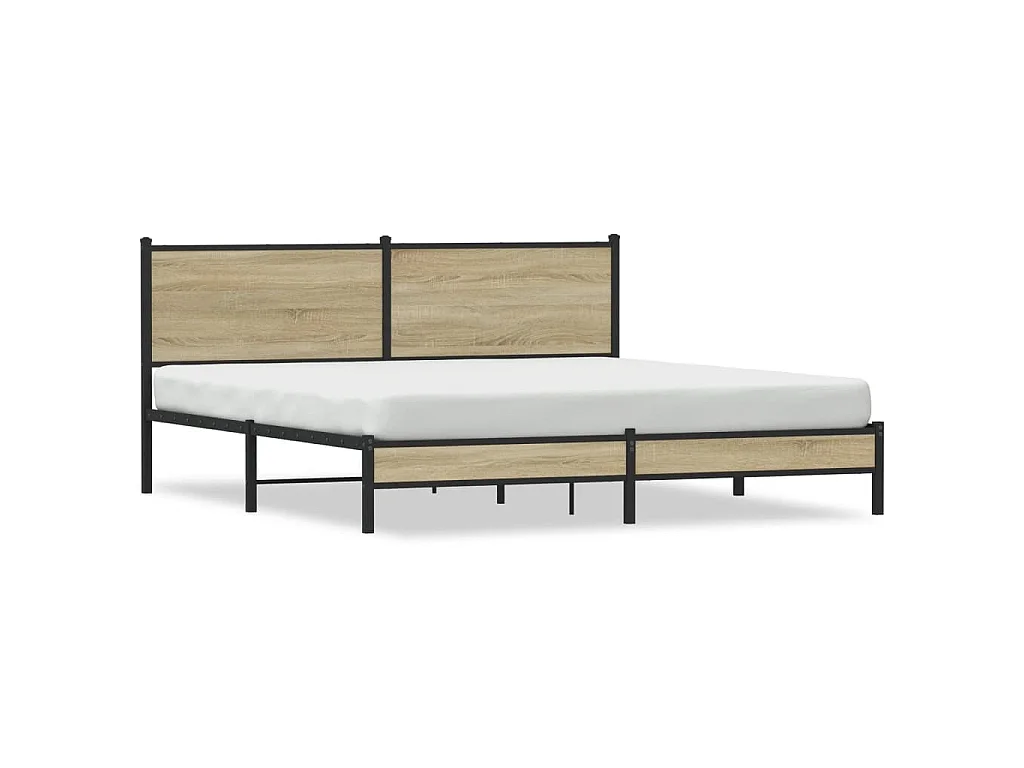 Estructura de cama sin colchón metal roble Sonoma 180x200 cm