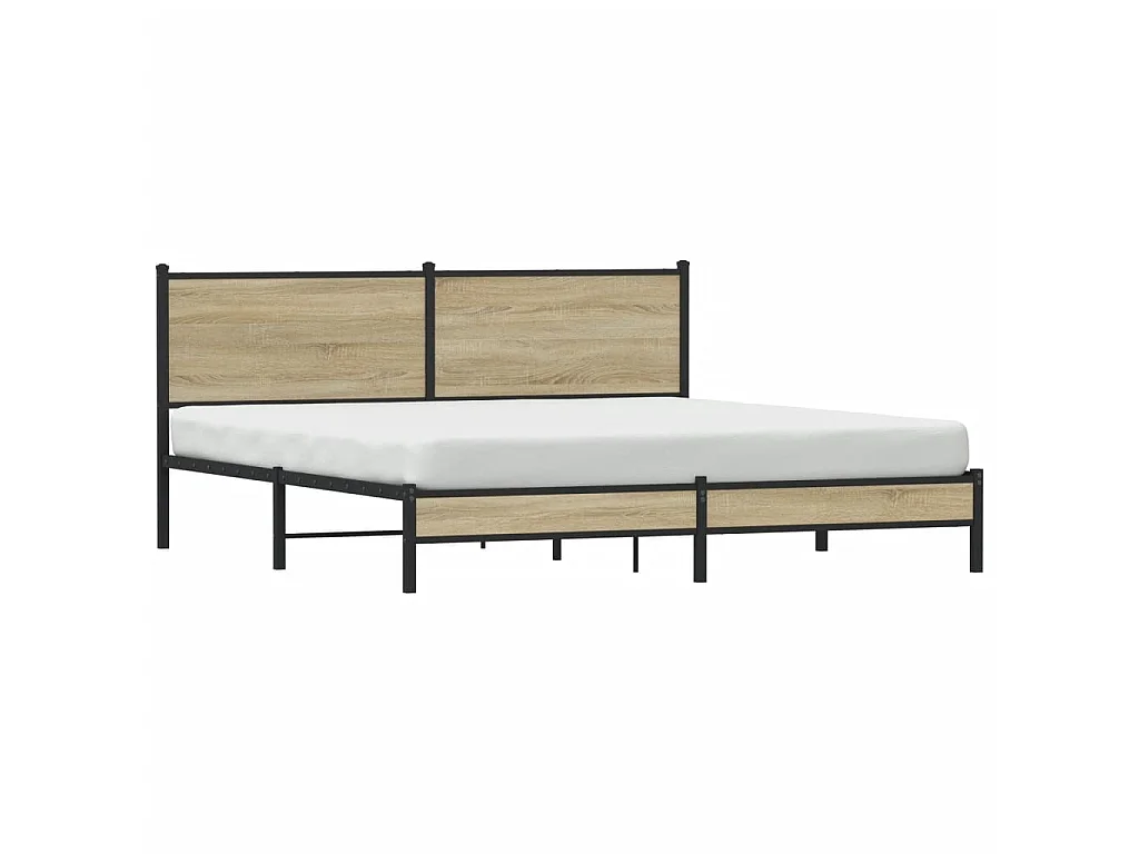Estructura de cama sin colchón metal roble Sonoma 180x200 cm