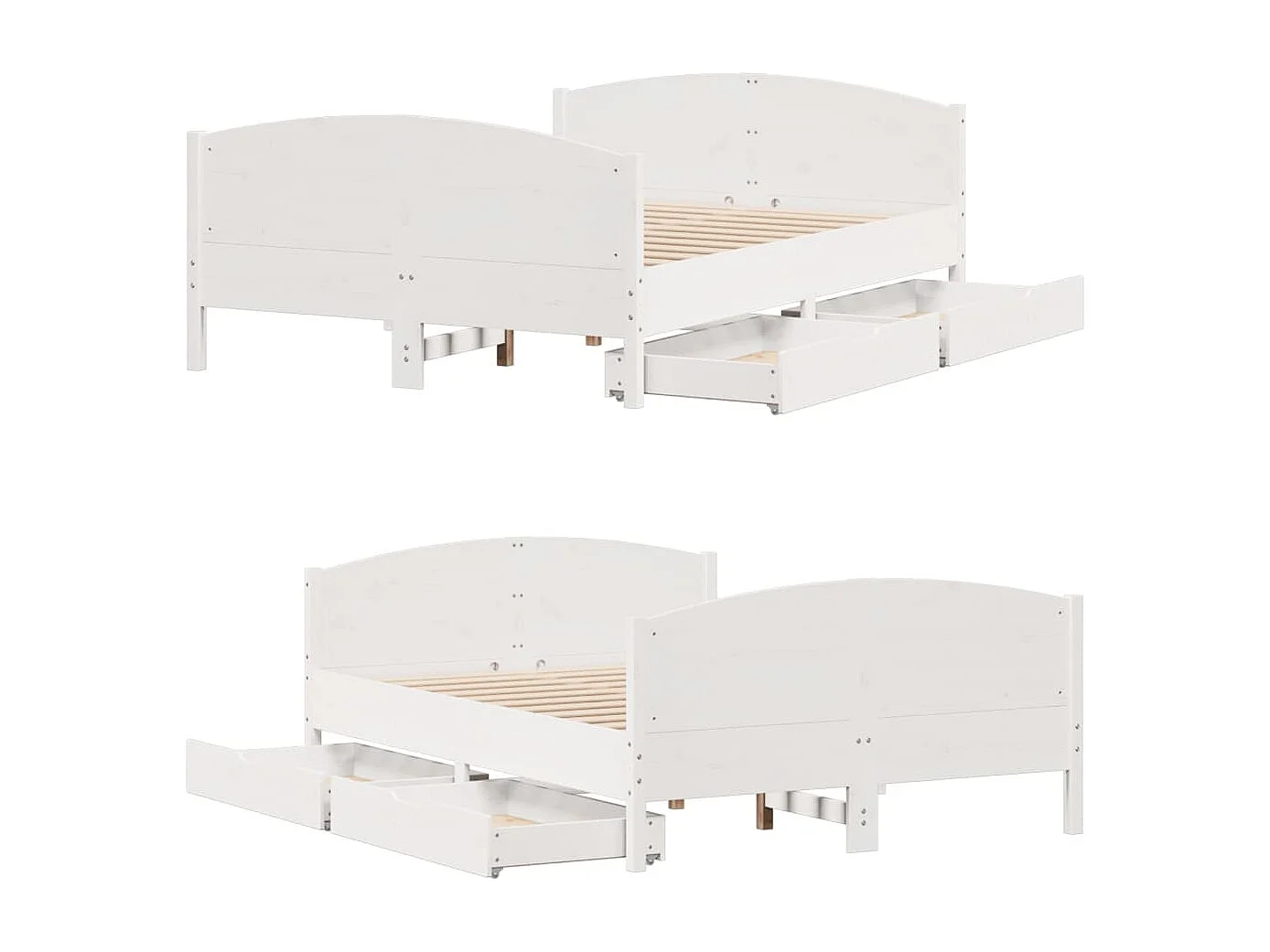 Massivholzbett ohne Matratze Weiß 140x190 cm Kiefernholz