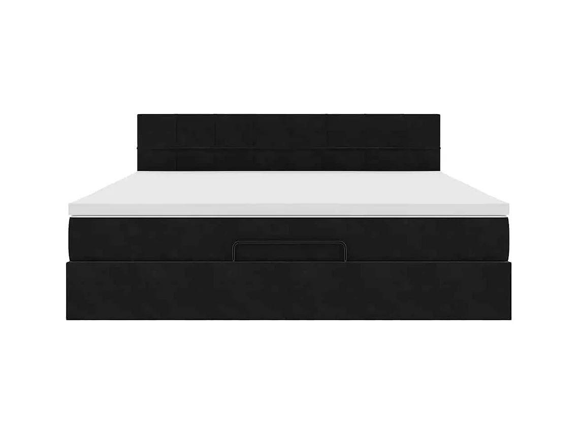 Cadre de lit ottoman avec matelas noir 160x200 cm velours