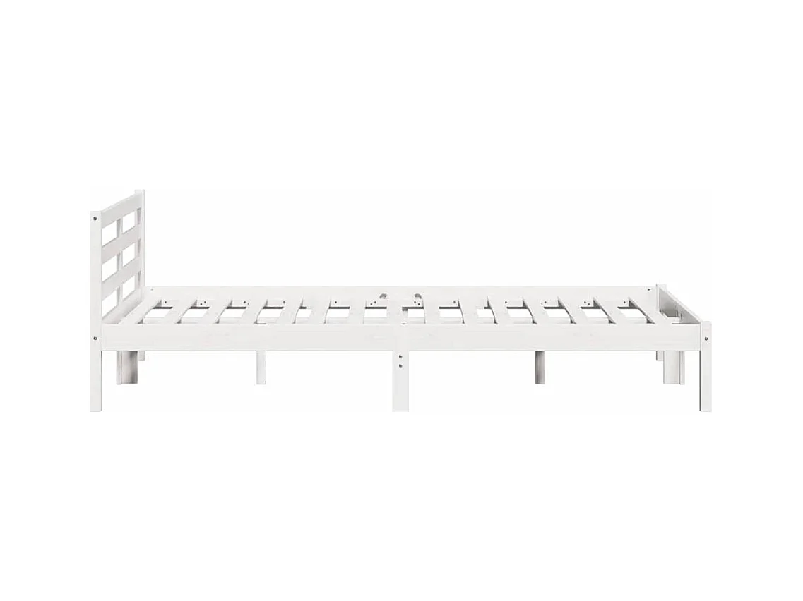 Cama com cabeceira Branco 220 x 160 cm Madeira de pinho maciça