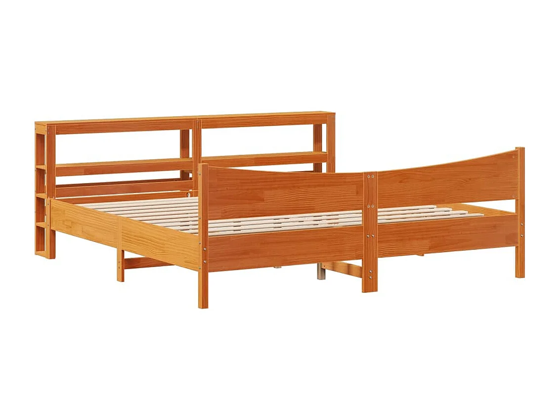 Giroletto con Testiera Marrone Cera 180x200 cm Massello Pino