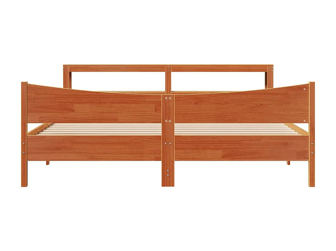 Giroletto con Testiera Marrone Cera 180x200 cm Massello Pino