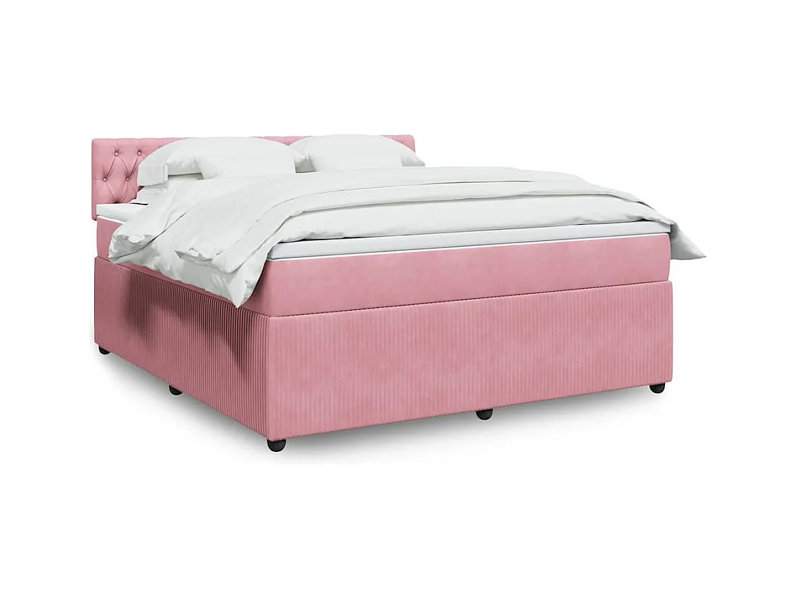 Giroletto a Molle con Materasso Rosa 180x200 cm in Velluto