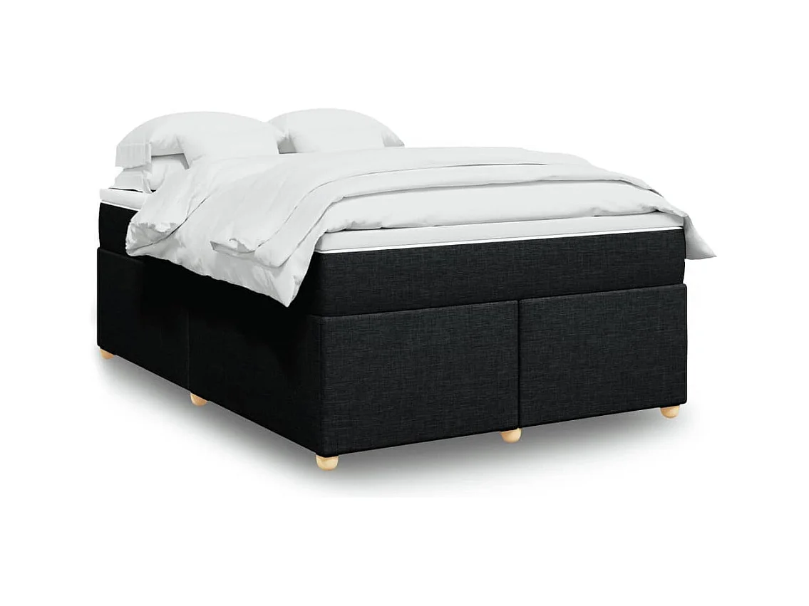 Sommier à lattes de lit avec matelas Noir 160x200 cm Tissu
