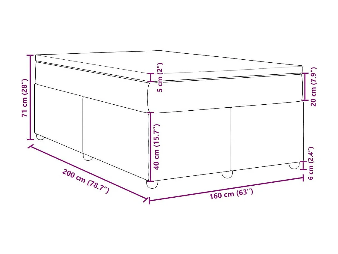 Boxspringbett mit Matratze Schwarz 160x200 cm Stoff