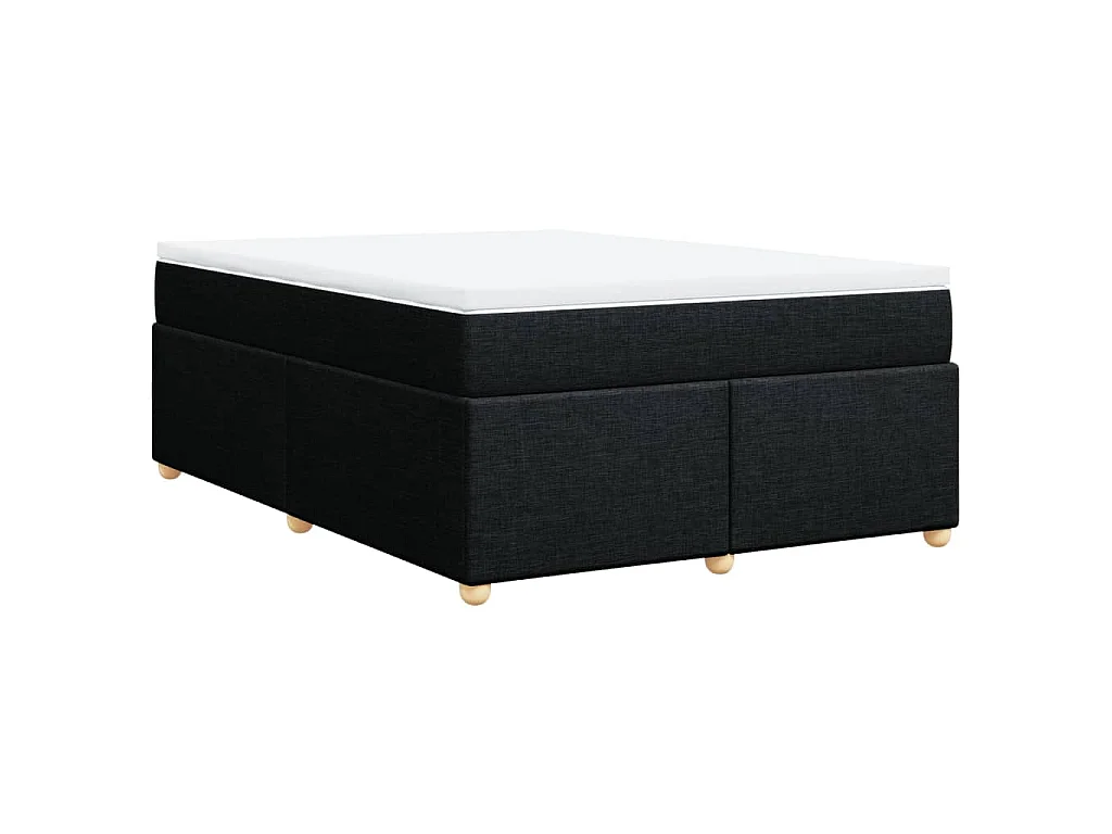 Giroletto a Molle con Materasso Nero 160x200 cm in Tessuto