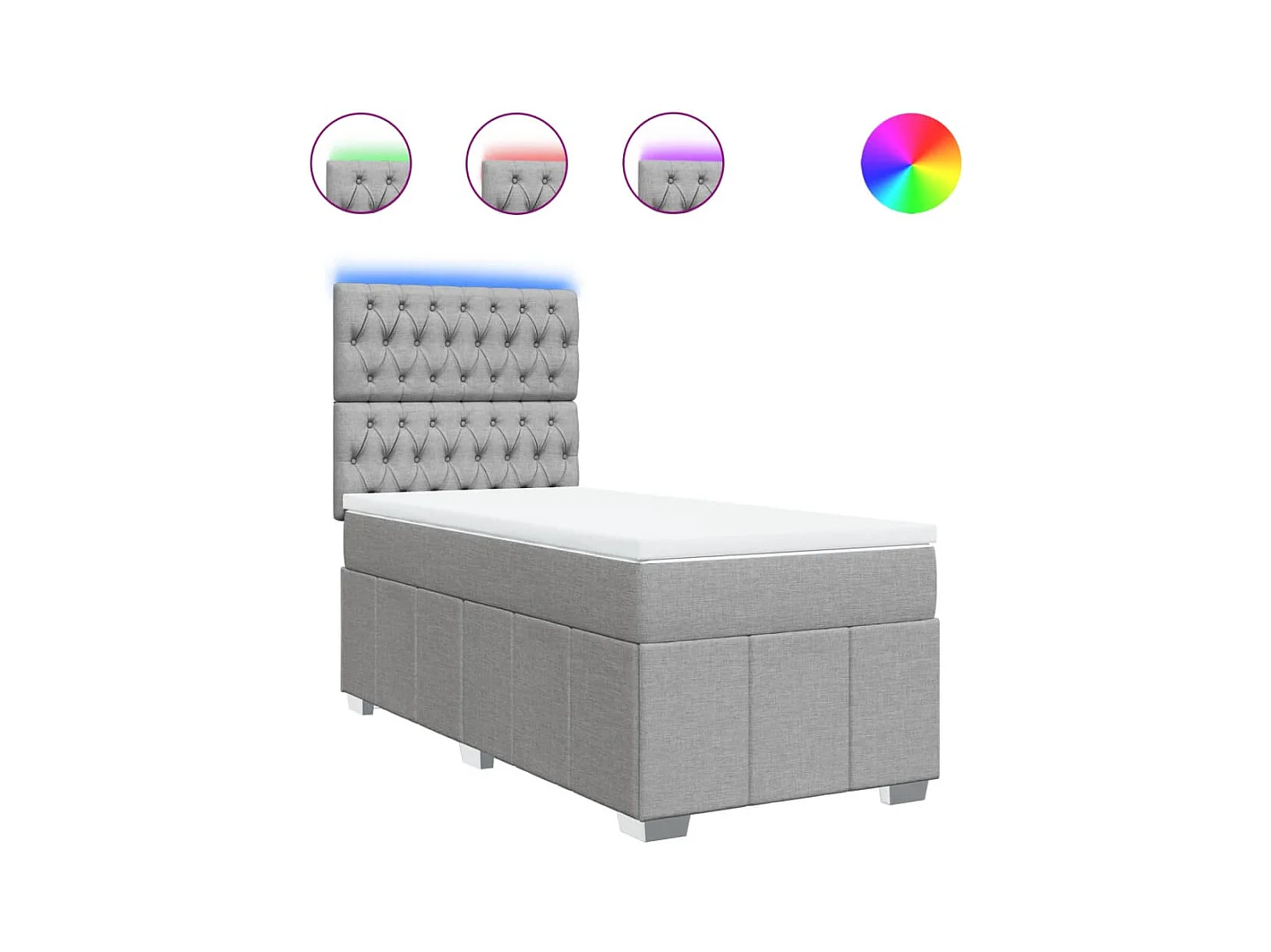 Boxspring met matras stof lichtgrijs 90x190 cm