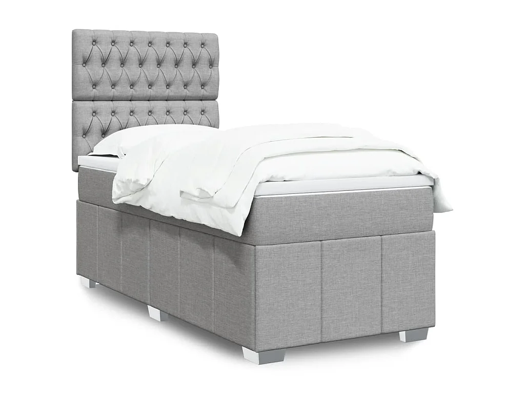 Giroletto a Molle con Materasso Grigio Chiaro 90x190 cm Tessuto