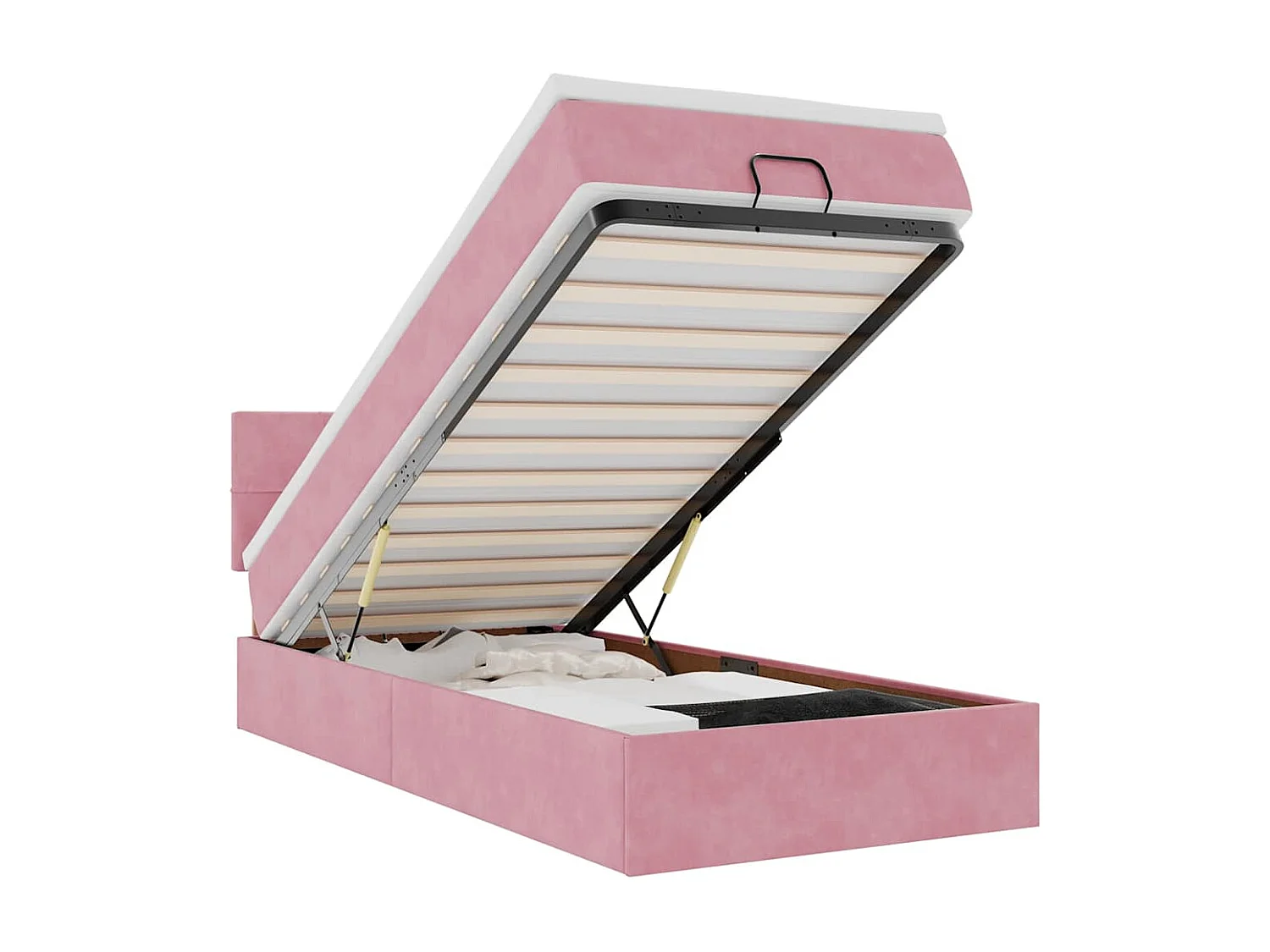 moldura de cama otomana  com colchão rosa 100x200cm veludo