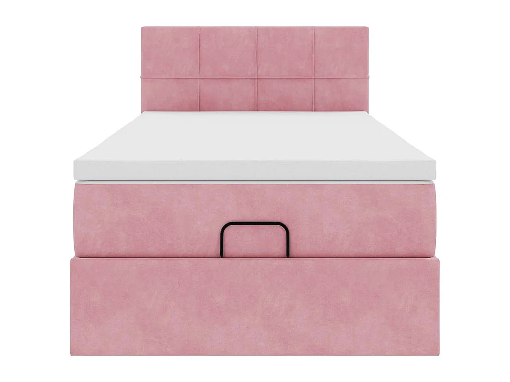 Cadre de lit ottoman avec matelas rose 100x200 cm velours