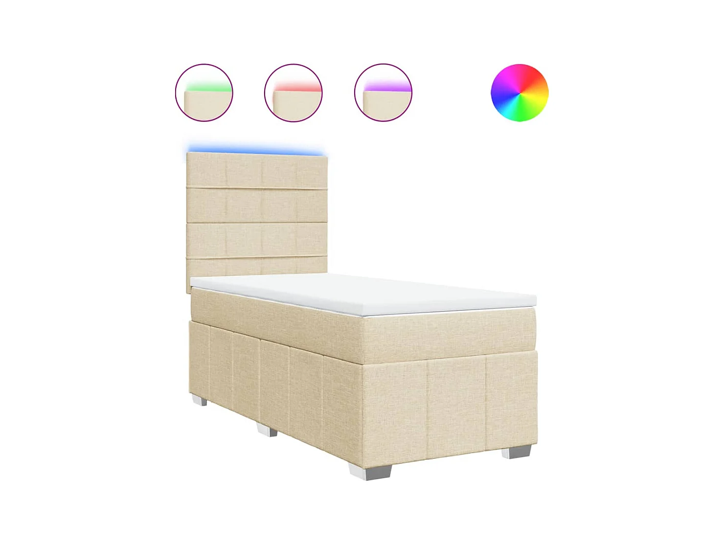 Boxspring met matras stof crèmekleurig 90x200 cm