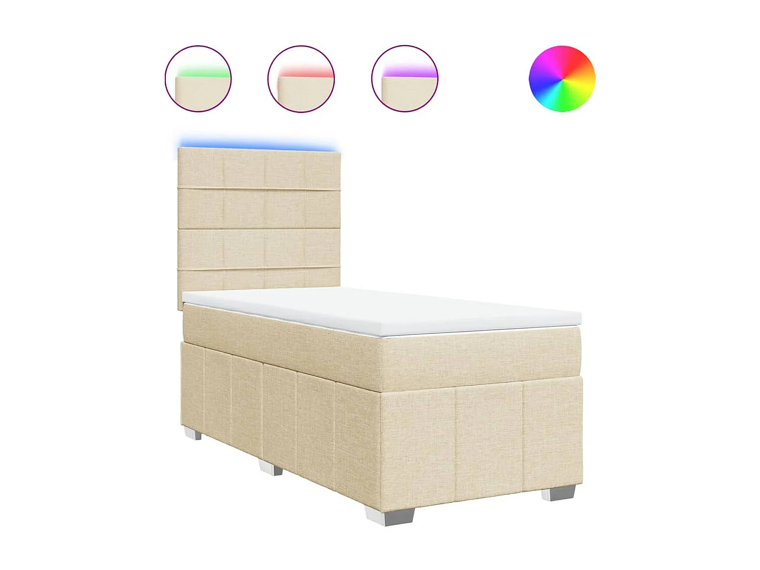 Cama com molas/colchão 90x200 cm tecido cor crème