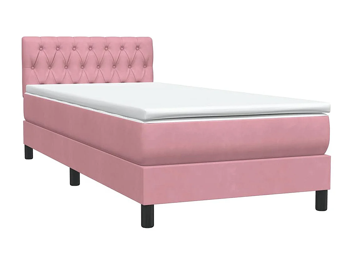 Boxspring met matras en LED fluweel roze 100x220 cm