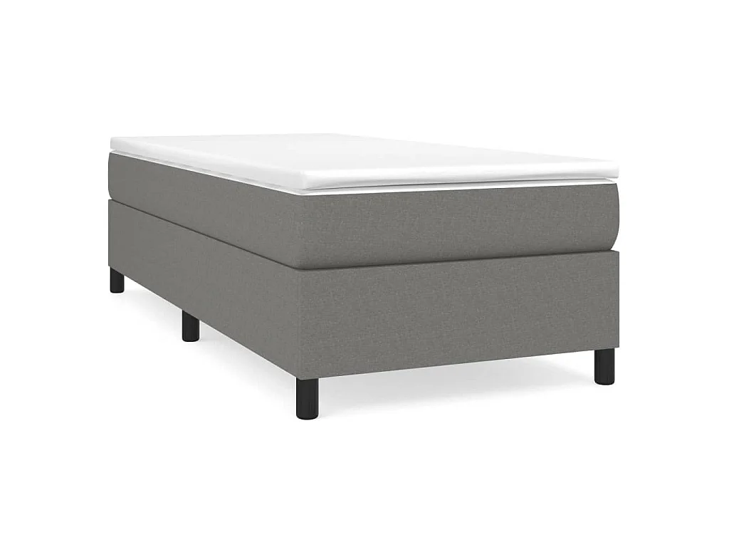 Estrutura de cama com molas 100x200 cm tecido cinzento-escuro