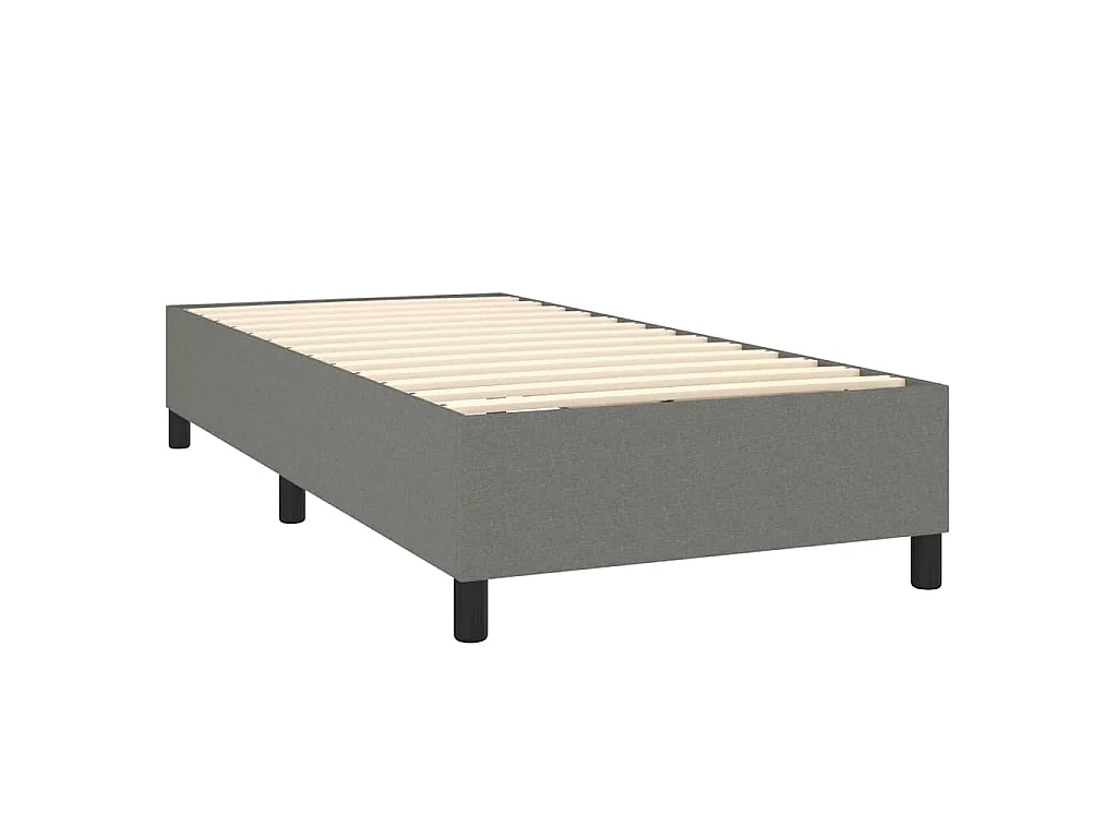 Estrutura de cama com molas 100x200 cm tecido cinzento-escuro