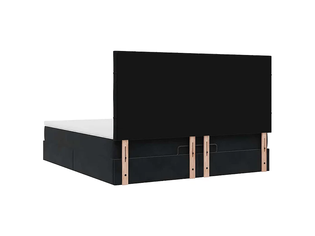 Struttura Letto Pouf con Materassi Nero 160x200 cm in Velluto