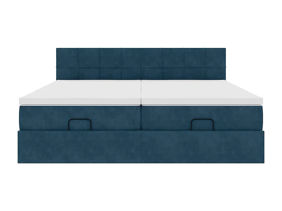 Cadre de lit ottoman avec matelas bleu foncé 180x200 cm velours