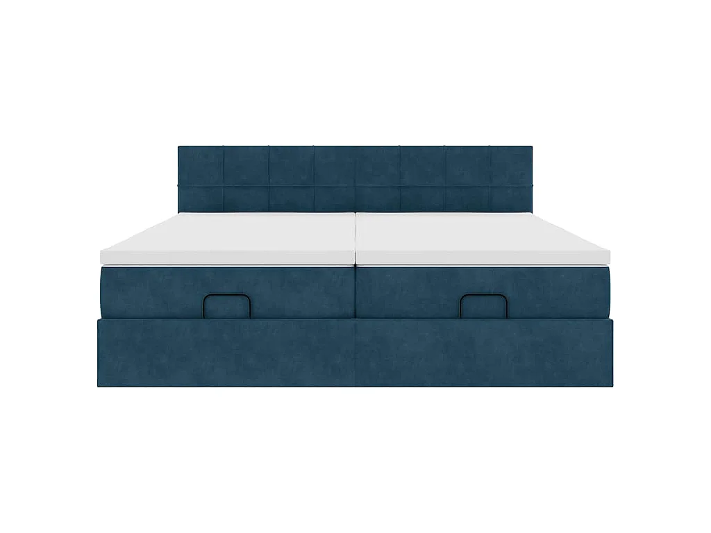 Ottoman bed met matrassen 180x200cm fluweel donkerblauw