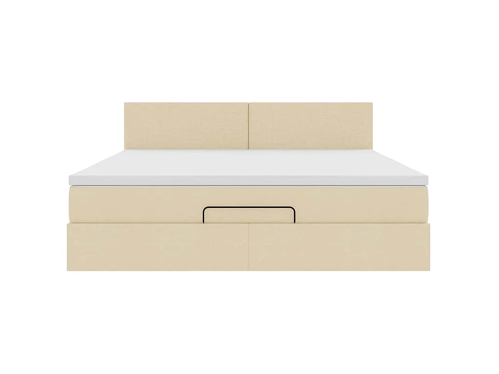 Struttura Letto Pouf con Materasso Crema 160x200 cm in Tessuto