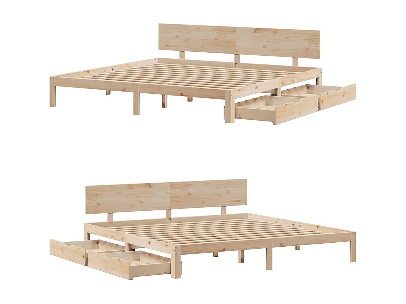Massivholzbett mit Schubladen 180x200 cm Kiefer