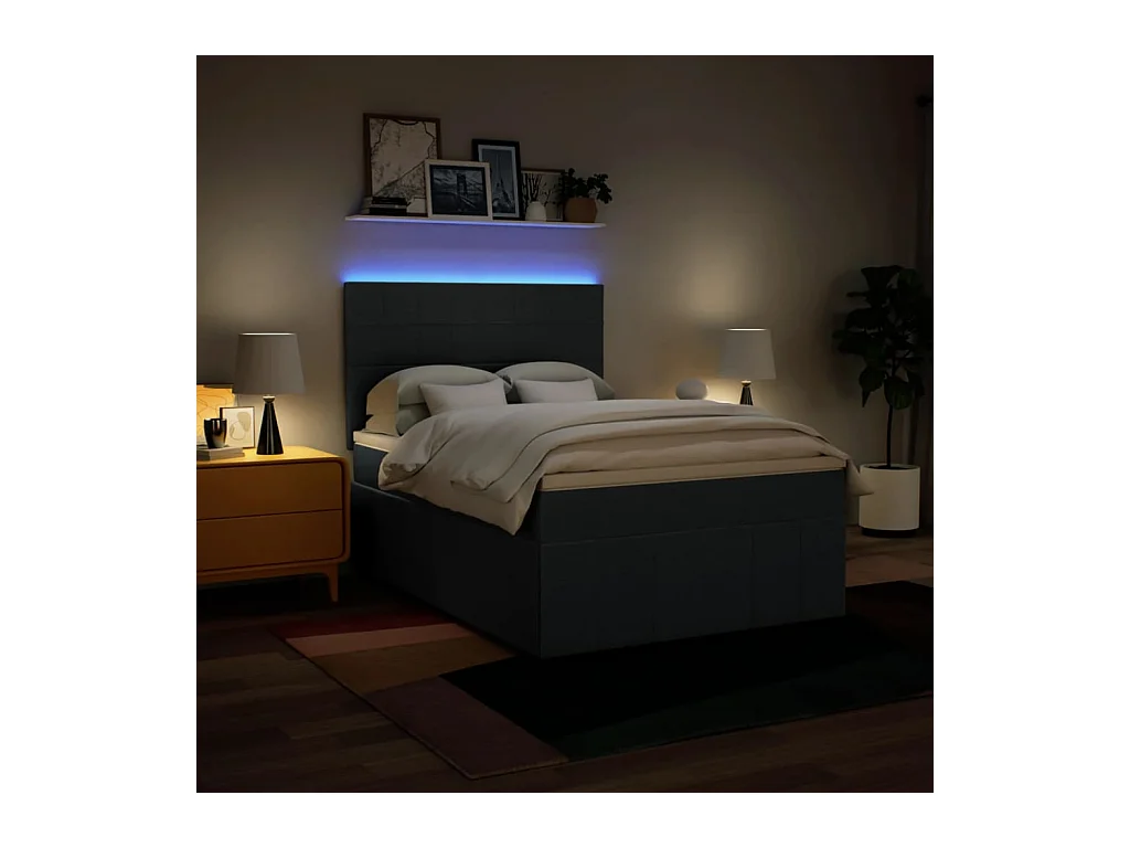 Boxspring met matras stof blauw 140x200 cm