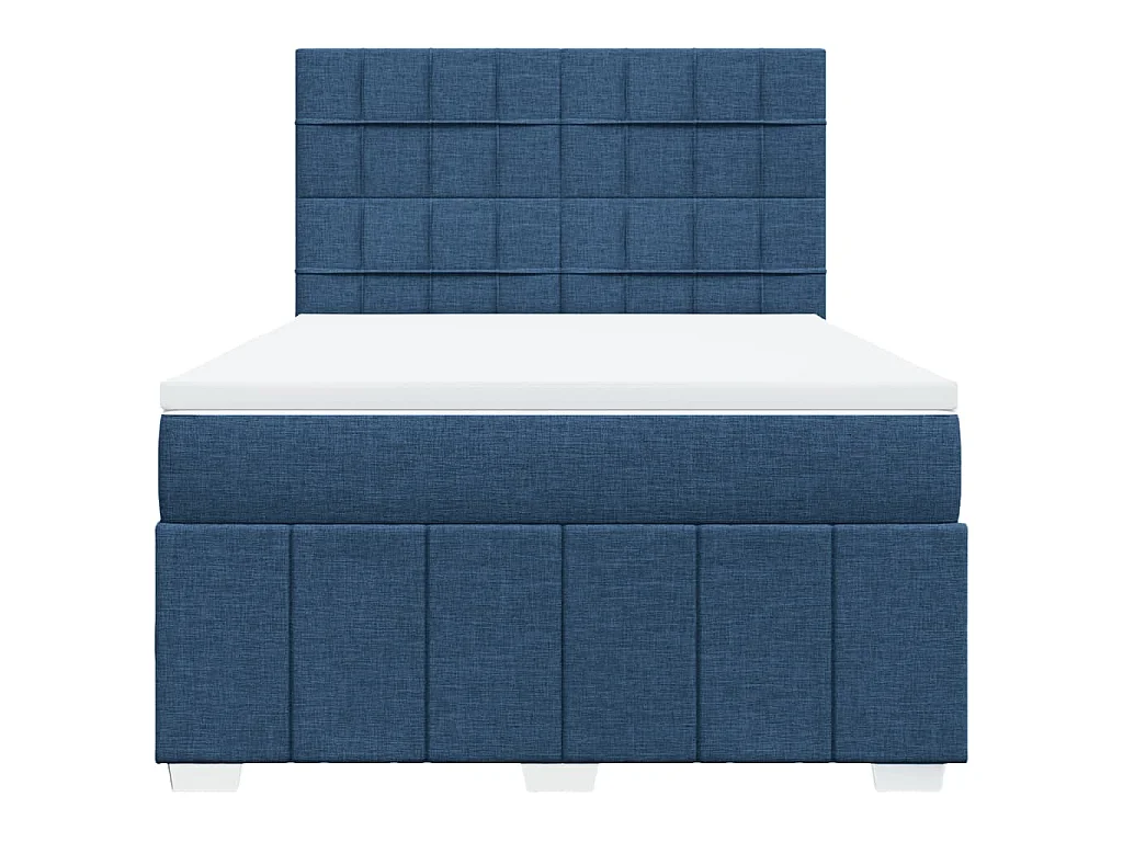 Cama com molas/colchão 140x200 cm tecido azul