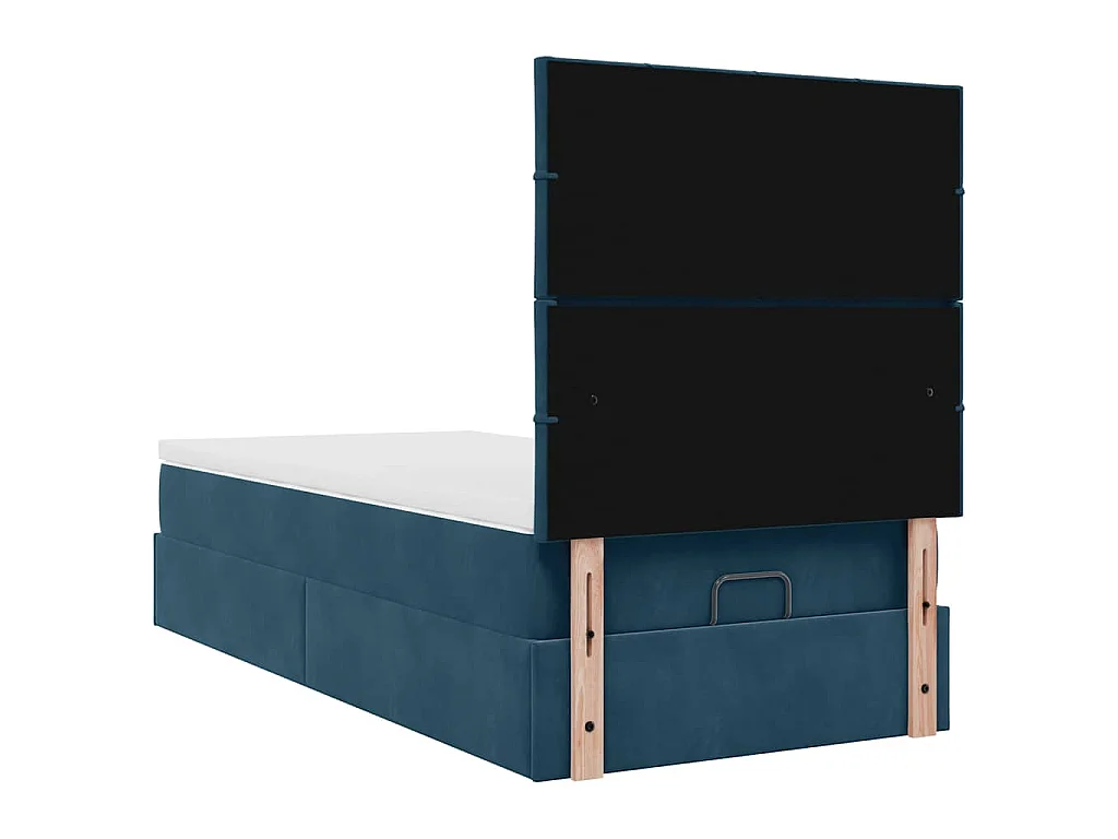 Estructura de cama otomana con colchones terciopelo azul oscuro