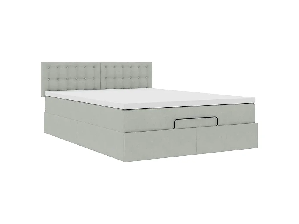 Struttura Letto Pouf con Materasso 140x190 cm Velluto