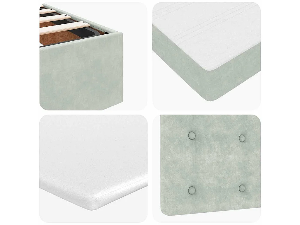Cadre de lit ottoman et matelas gris clair 140x190 velours
