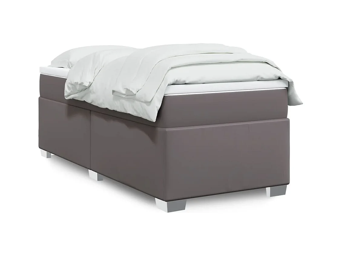 Sommier à lattes de lit avec matelas Gris 90x200 cm Similicuir