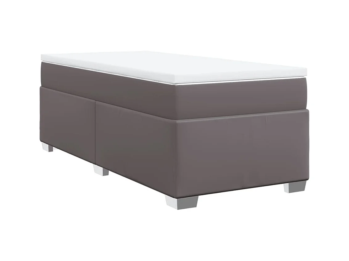 Sommier à lattes de lit avec matelas Gris 90x200 cm Similicuir