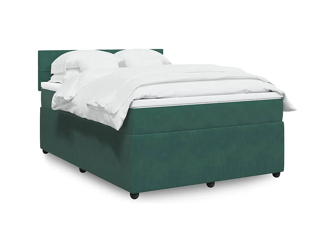 Sommier à lattes de lit et matelas Vert foncé 140x190cm Velours