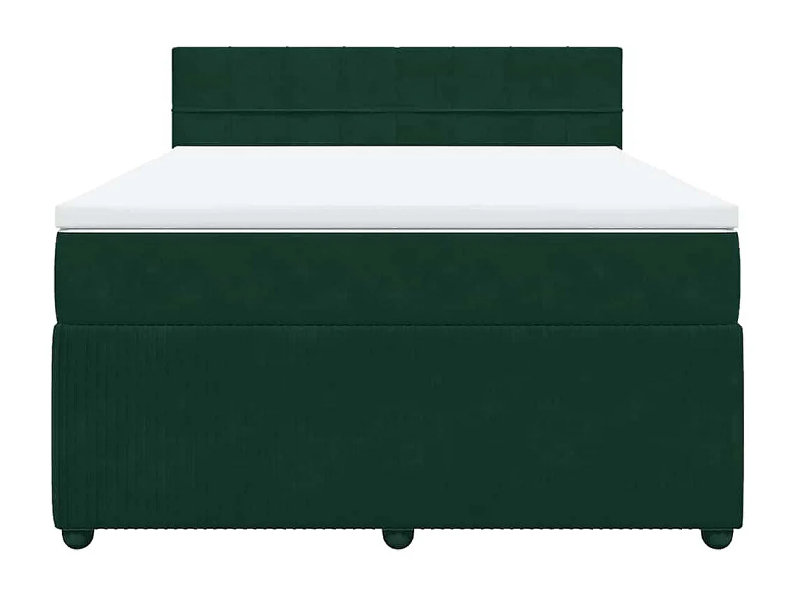 Sommier à lattes de lit et matelas Vert foncé 140x190cm Velours