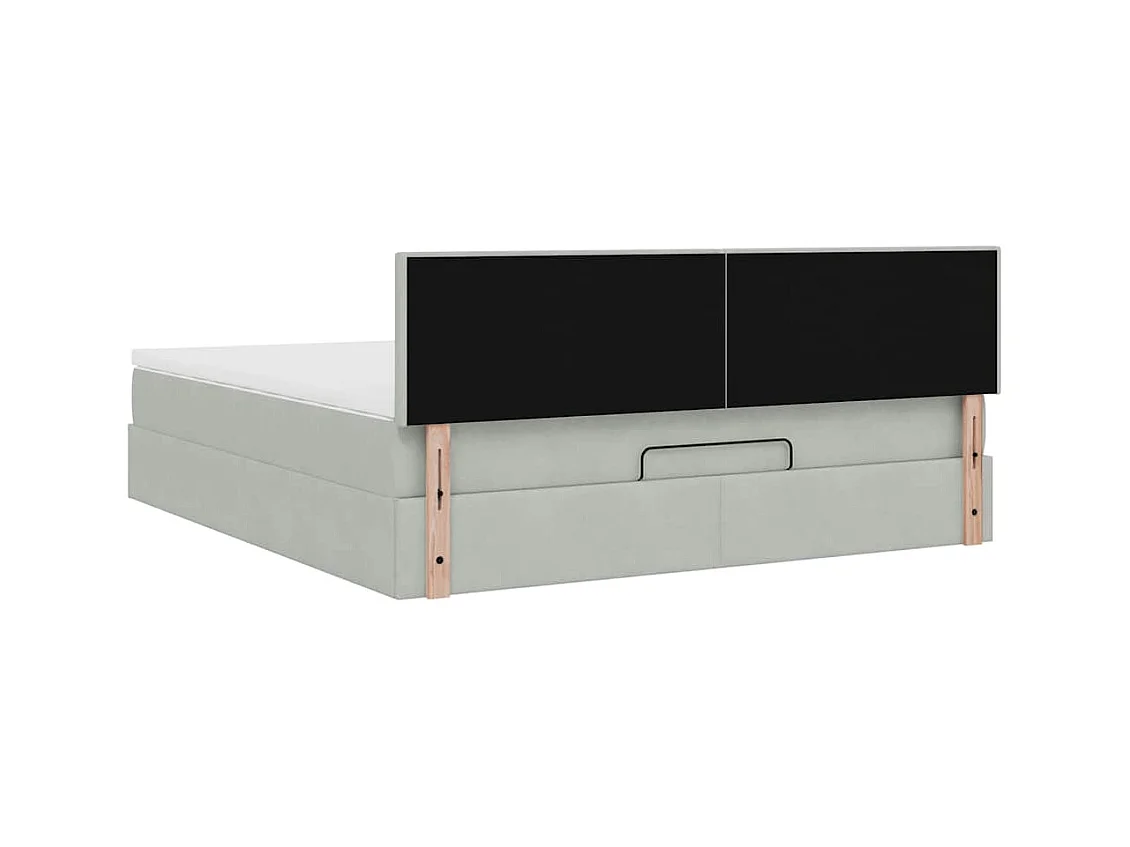 Cadre de lit ottoman avec matelas gris clair 180x200 cm velours